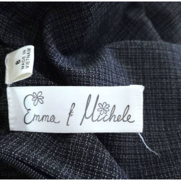 EMMA & MICHELE CHARCOAL RUFFLE MIDI DRESS SZ.8 EUC. - Picture 7 of 10